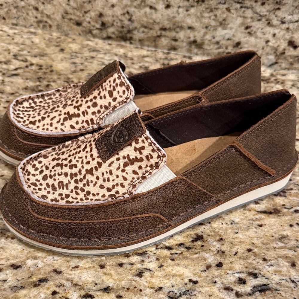 Brown and Cream Women's Loafers